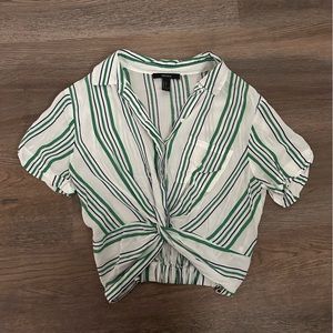 Forever 21 Twist Front Crop Button Up Shirt